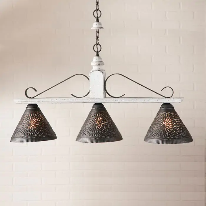 Punched Tin Triple Shade Bar Light | Antique Farmhouse