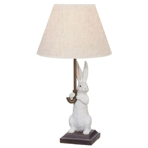 Rabbit Base Umbrella Table Lamp Antique Farmhouse