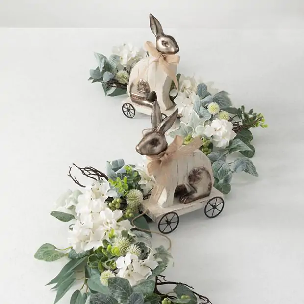 Rabbit On Wagon Set of 2 | Antique Farmhouse