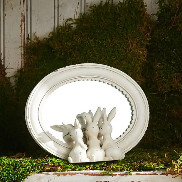 Rabbits in Glasses Mirror | Antique Farmhouse