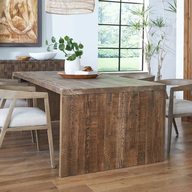 Reclaimed Pine Waterfall Dining Table Antique Farmhouse