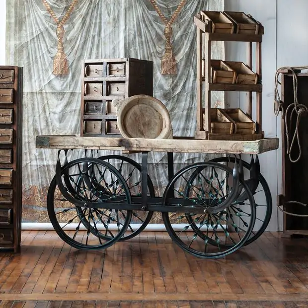 Reclaimed Wood Decorative Trolley Cart