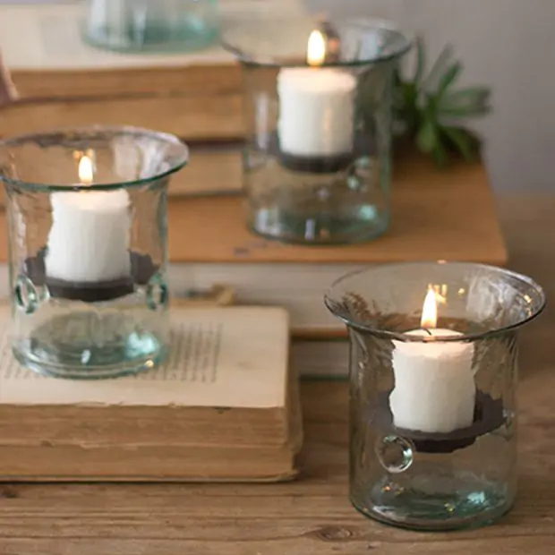 Recycled glass tea light holders cheap