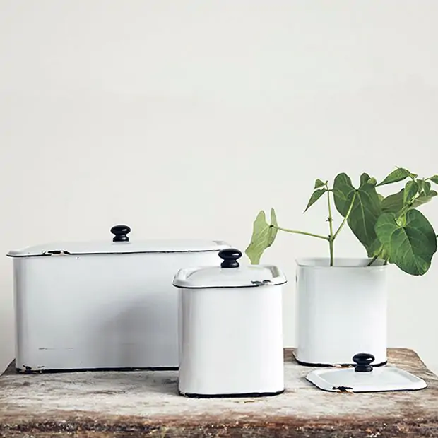 Retro Metal Container With Lid Set of 3 | Antique Farmhouse