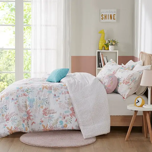 Reversible Floral Woodland Animal Comforter Set Antique Farmhouse