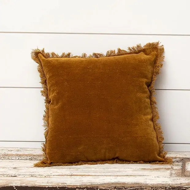 Antique Farmhouse Fringed Accent Pillow
