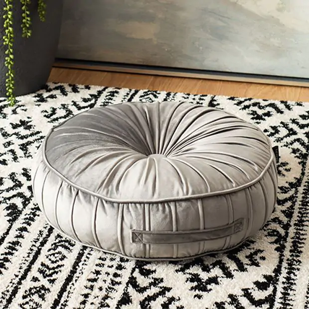 Round Velvet Floor Pillow Antique Farmhouse