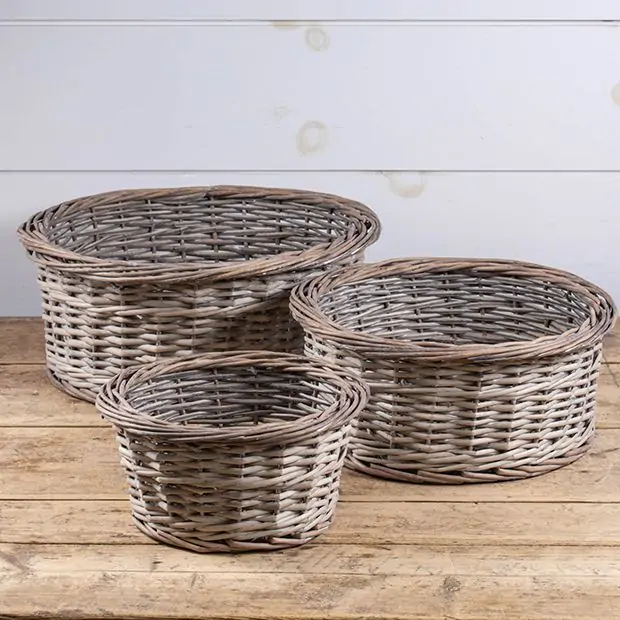 Round Wicker Nesting Baskets Set of 3 | Antique Farmhouse