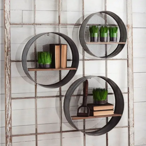 Round metal wall shelf discount