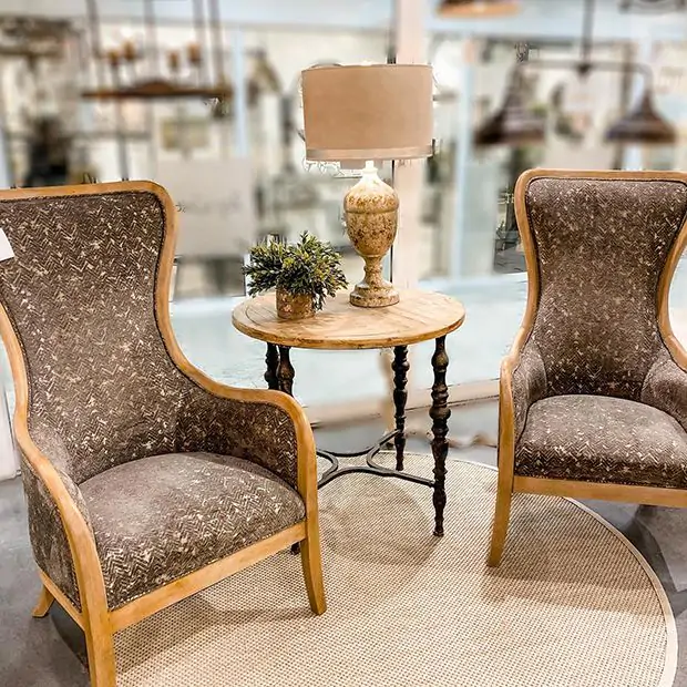 Rounded Elegance High Back Chair Antique Farmhouse