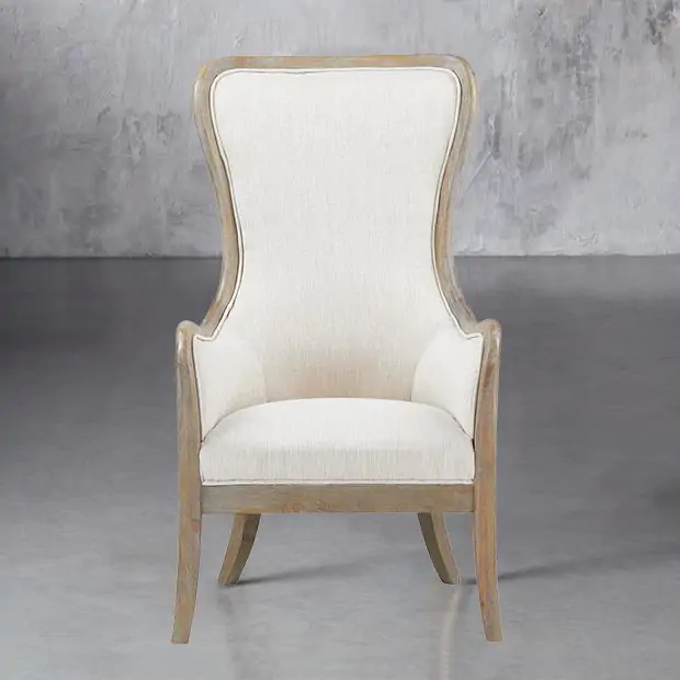 Rounded High Back Chair Antique Farmhouse