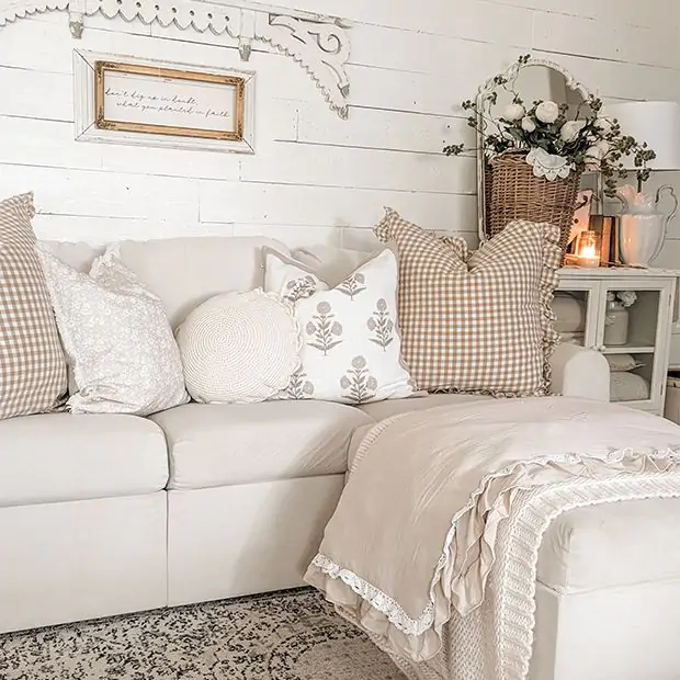 Ruffle Lace Throw Antique Farmhouse