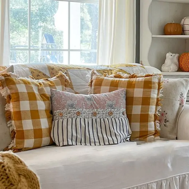 Pillow Cover Country Plaid Throw Pillows Ruffled Country Cottage