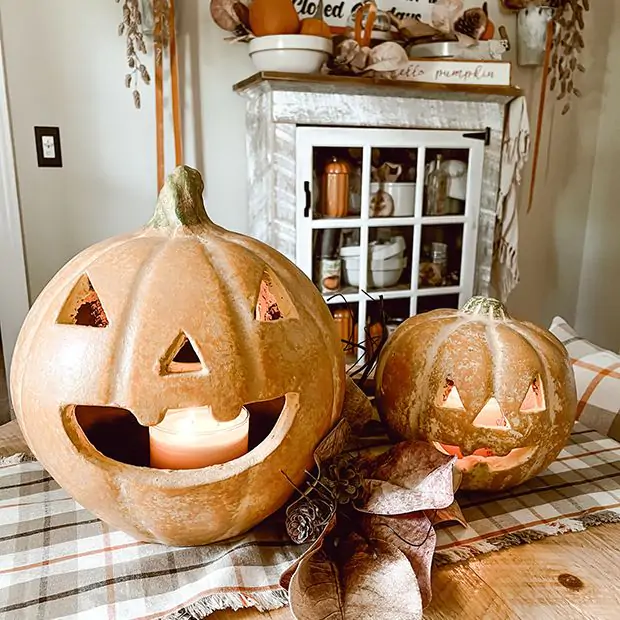 Rustic Clay Jack O Lantern 9 Inch | Antique Farmhouse