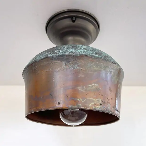 Rustic Copper Dome Flush Mount Ceiling Light Antique Farmhouse