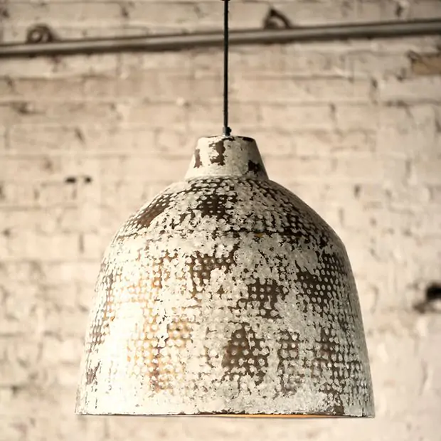 Antique farmhouse distressed metal pendant light top