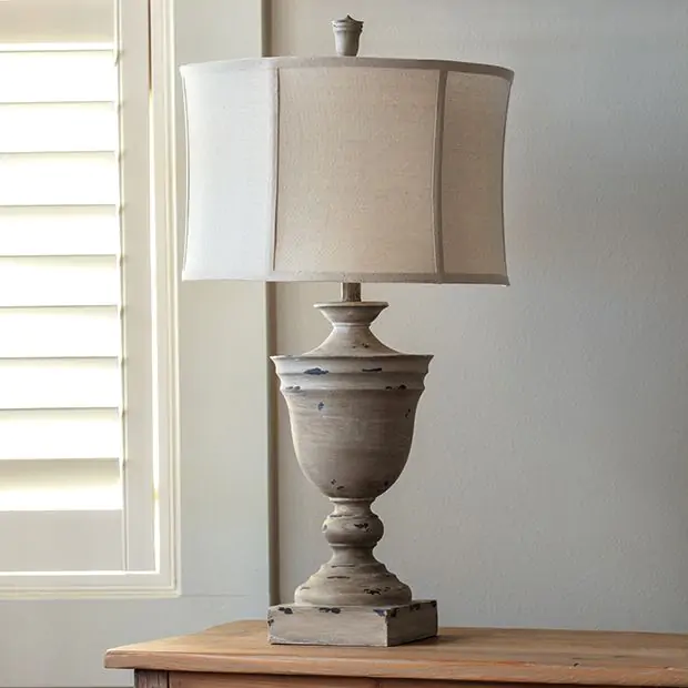 Table lamp with linen shade top