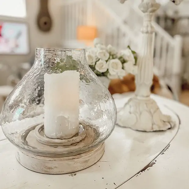 Rustic Hurricane Candle Holder 10 Inch Antique Farmhouse