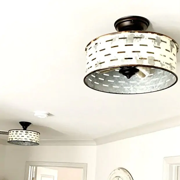 Rustic Metal Farmhouse Flush Mount Light Antique Farmhouse