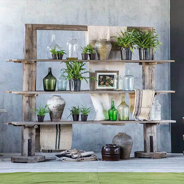 Rustic Reclaimed Wood Shelving Unit Antique Farmhouse