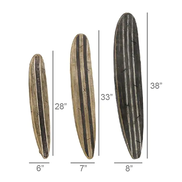 Wood Surfboards Wall Decor Set of 3 by HomArt