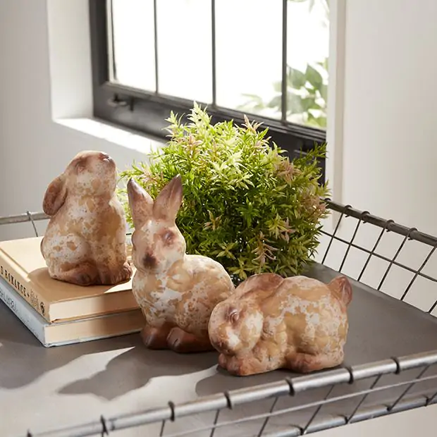 Rustic Terra Cotta Bunny Set of 6 | Antique Farmhouse