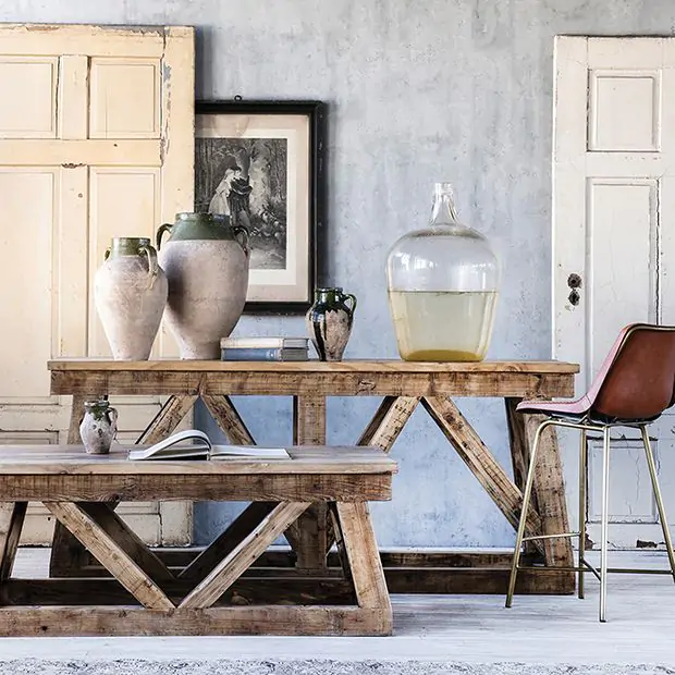 Rustic X Frame Work Space Table Antique Farmhouse
