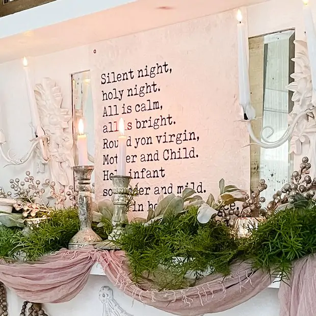 Silent Night Paper Tapestry Wall Art Antique Farmhouse