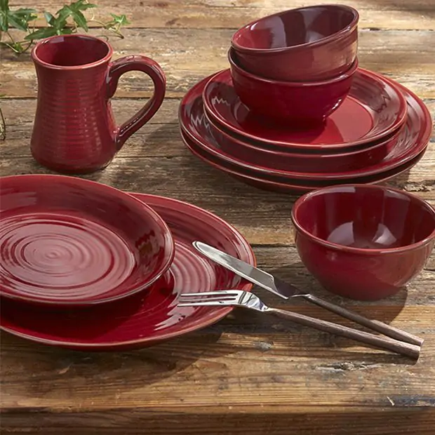 Simple Ceramic Ribbed Dinner Plate Bundle Antique Farmhouse