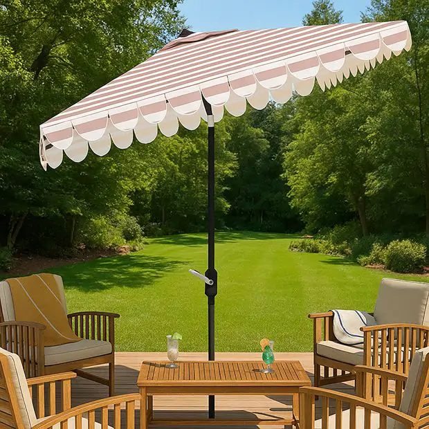 8 x 10 rectangular patio umbrella JEAREY 8 ft. x 10 ft. Steel Rectangular Market Umbrella in Beige