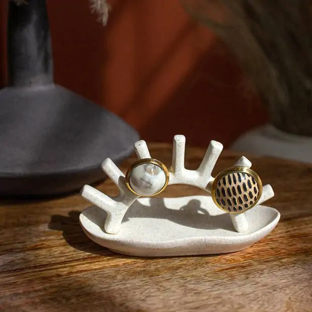 Simple Sunshine Ceramic Jewelry Dish Antique Farmhouse