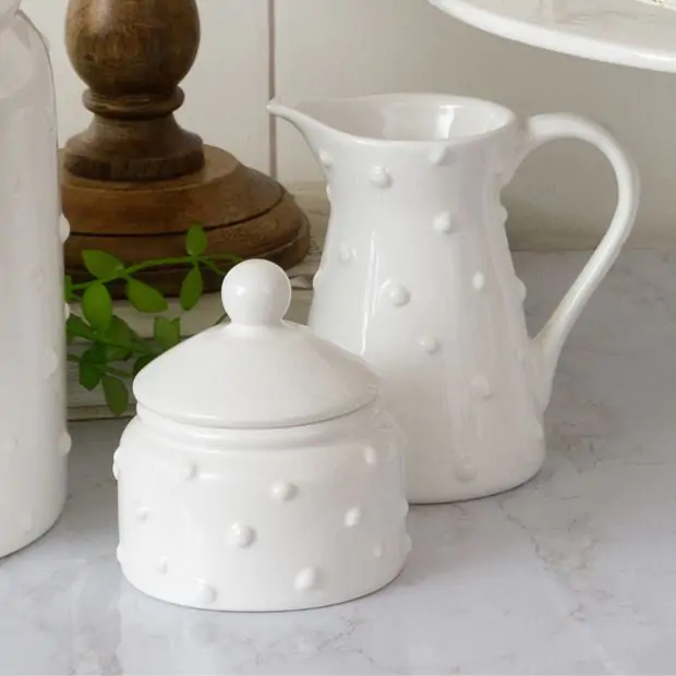 Simply Polka Dot Cream and Sugar Set Antique Farmhouse