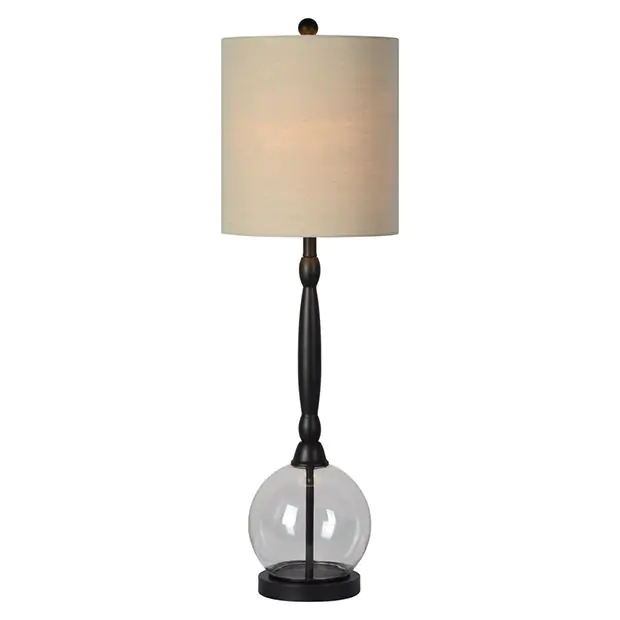 Sleek Glass Globe Base Buffet Lamp Antique Farmhouse