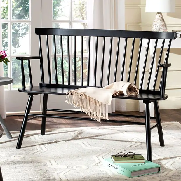 Spindle Back Farmhouse Bench Antique Farmhouse