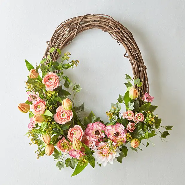 Spring antique wreath 〜春のアンティークリース Spring Tulips Oval Wreath | Antique Farmhouse
