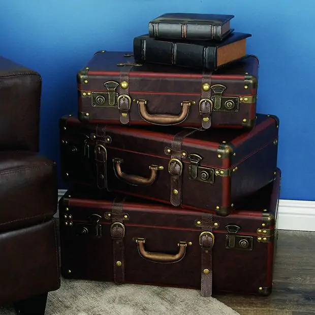 Stacking Decorative Suitcase Set of 3 Antique Farmhouse