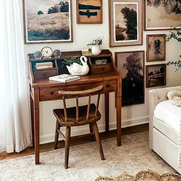 Stately Service Writing Desk Antique Farmhouse