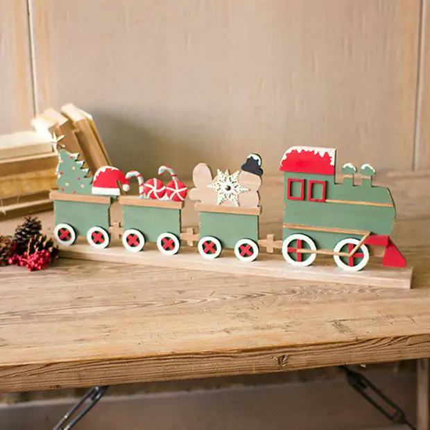 Decorative Wood Train クリスマス デコレーション