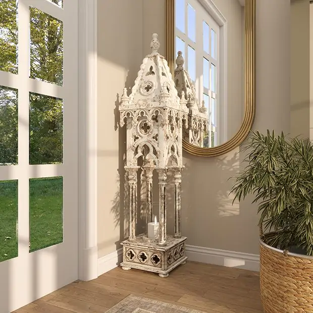 Tall Cathedral Standing Candle Lantern | Antique Farmhouse