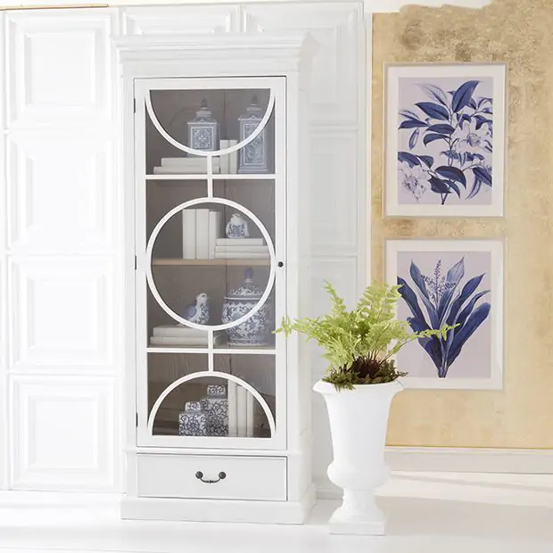 Tall Single Glass Door Display Cabinet Antique Farmhouse