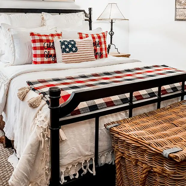 Tasseled Red White And Blue Throw Antique Farmhouse