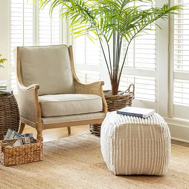 Textured pouf ottoman top