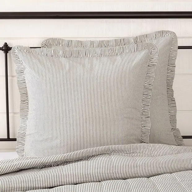 Ticking Stripe Seersucker Euro Sham Set of 2