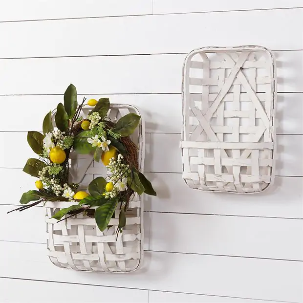 tobacco wall pocket basket Tobacco Basket Farmhouse Wall Planter Set of 2