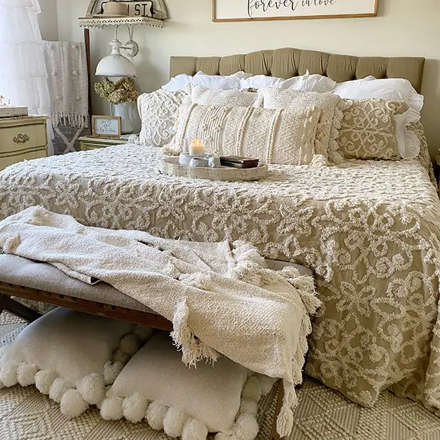 Madison Park Sabrina 3 Piece Tufted Cotton Chenille Bedspread Set King Cal King Taupe