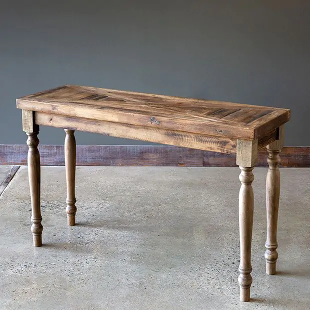 Turned Leg Reclaimed Wood Console Table Antique Farmhouse