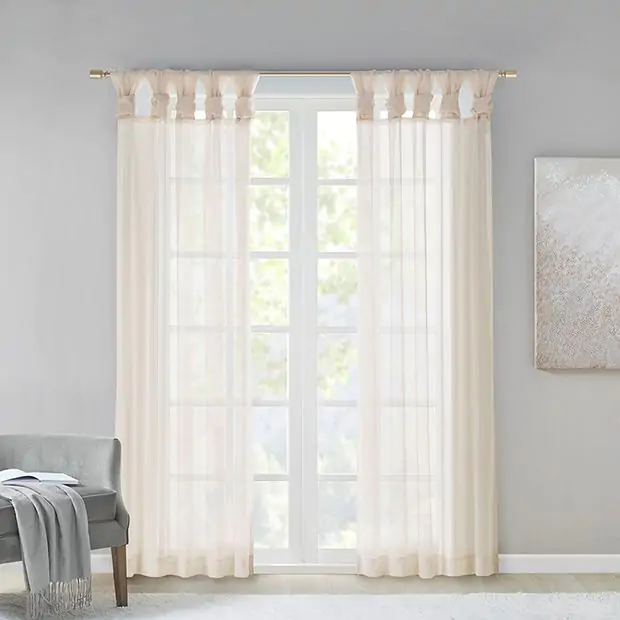 Twist Top Sheet Ivory Window Curtain Panel Set of 2 | Antique 