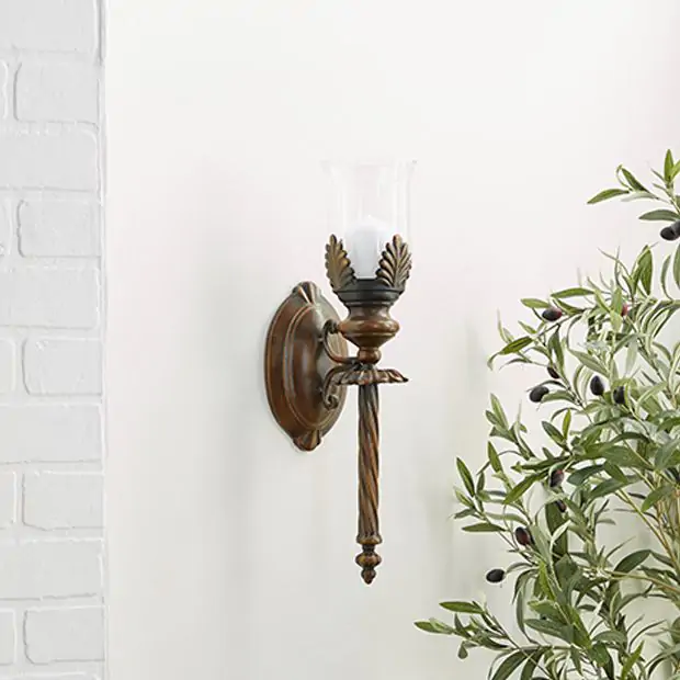 Twisted Leaf Wall Sconce Candleholder Antique Farmhouse
