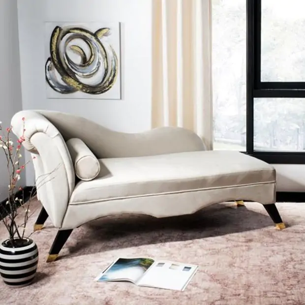 Velvet Upholstered Chaise Lounge With Pillow Antique Farmhouse