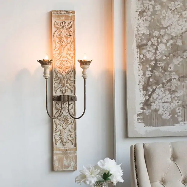2 light candle wall sconce top